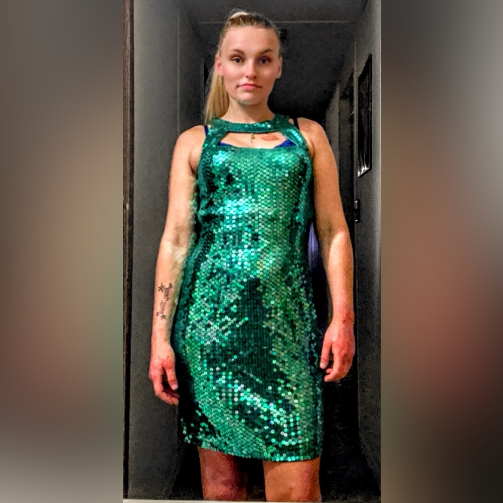 Niteline, Della Roufogali
90s Emerald Green Open Back Evening Gala Dress